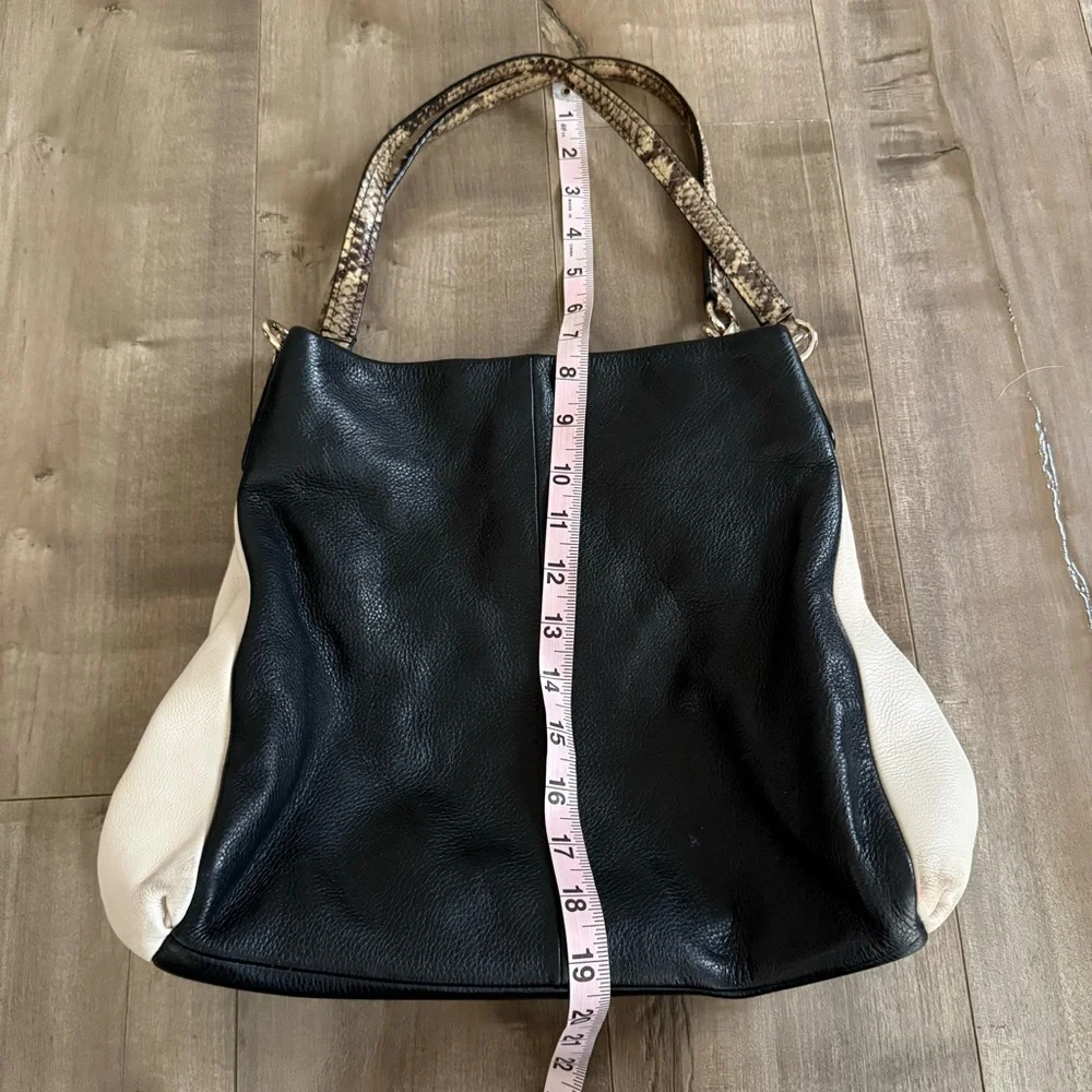 Coach Madison Pheobe Shoulder Bag Purse Pebbled Leather Two Tone Animal Print - Picture 9 of 16